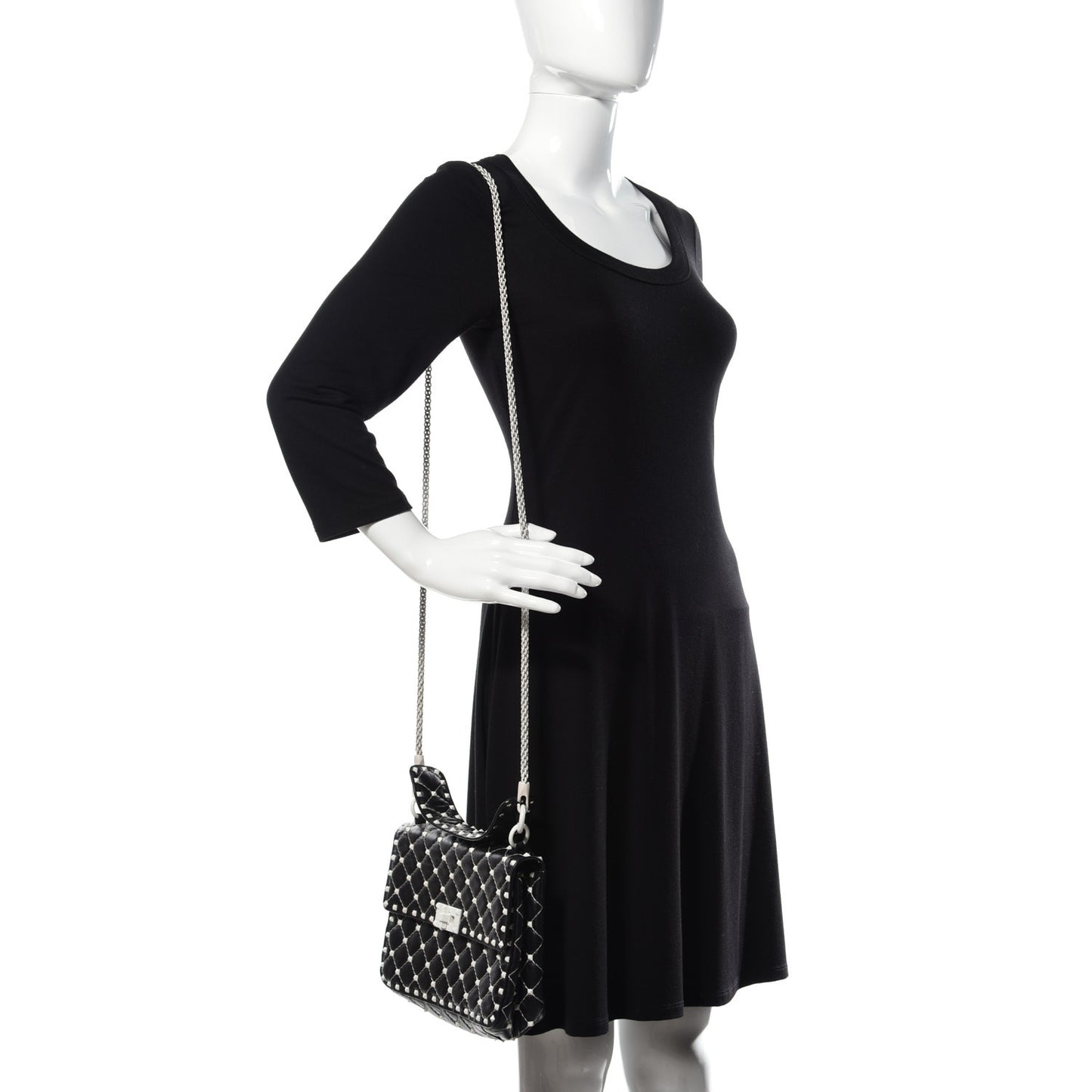 Lambskin Medium Free Rockstud Spike Shoulder Bag Black