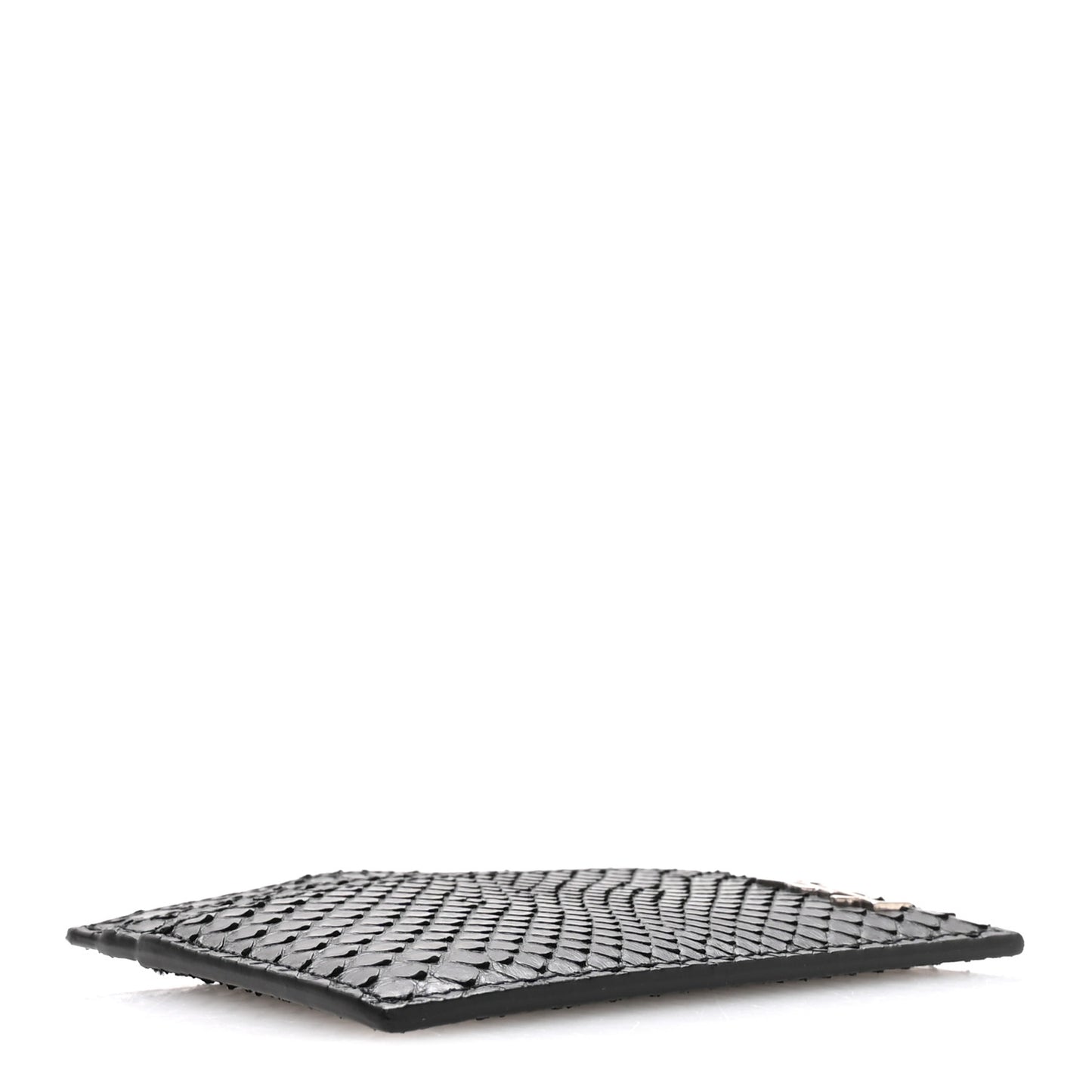 Snakeskin Monogram Credit Card Case Black