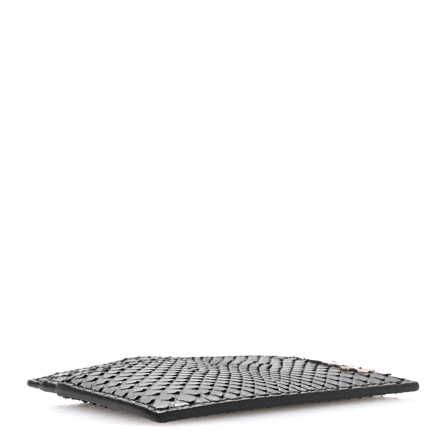 Saint Laurent Snakeskin Monogram Credit Card Case Black 4 of 8