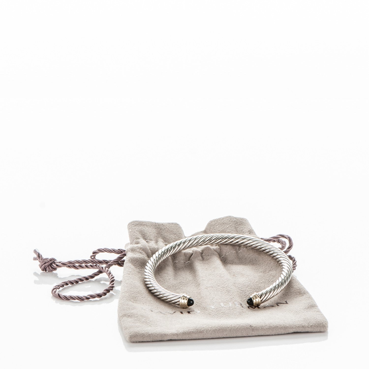 David Yurman Sterling Silver 14K Yellow Gold Black Onyx 5mm Cable Classics Petite Color Bracelet 5 of 5