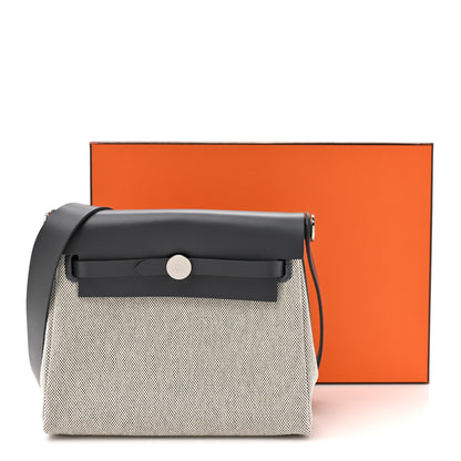 Hermes Military Toile Vache Hunter Herbag Zip Retourne 20 Ecru Ardoise 11 of 11