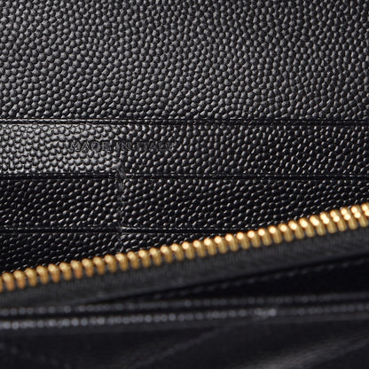 Saint Laurent Grain De Poudre Matelasse Chevron Monogram Chain Wallet Black 7 of 9