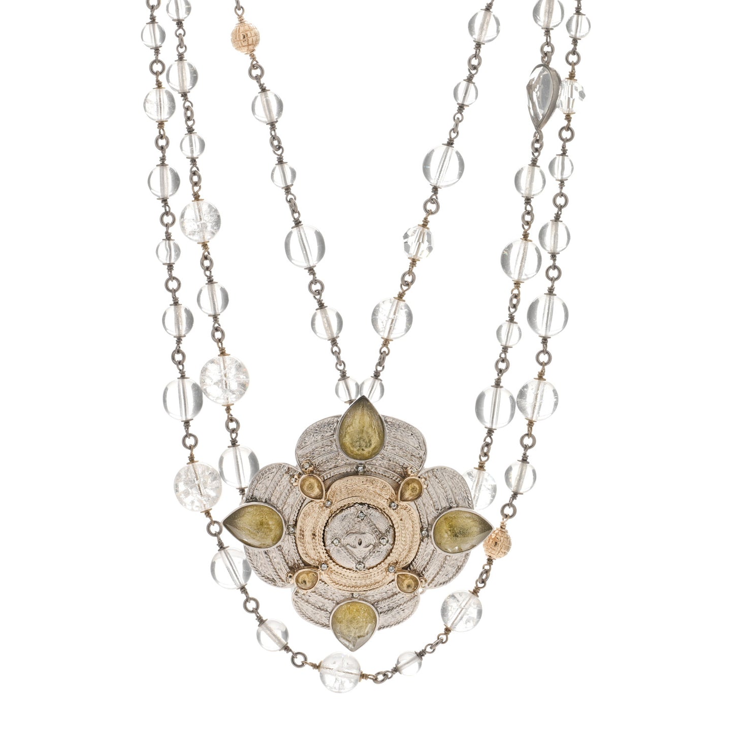 Crystal Strass Pearl CC Necklace Silver Black