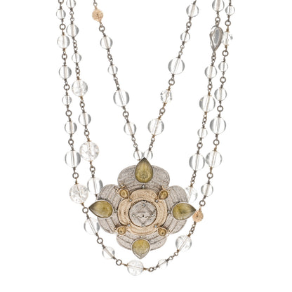 Chanel Crystal Strass Pearl CC Necklace Silver Black 1 of 3