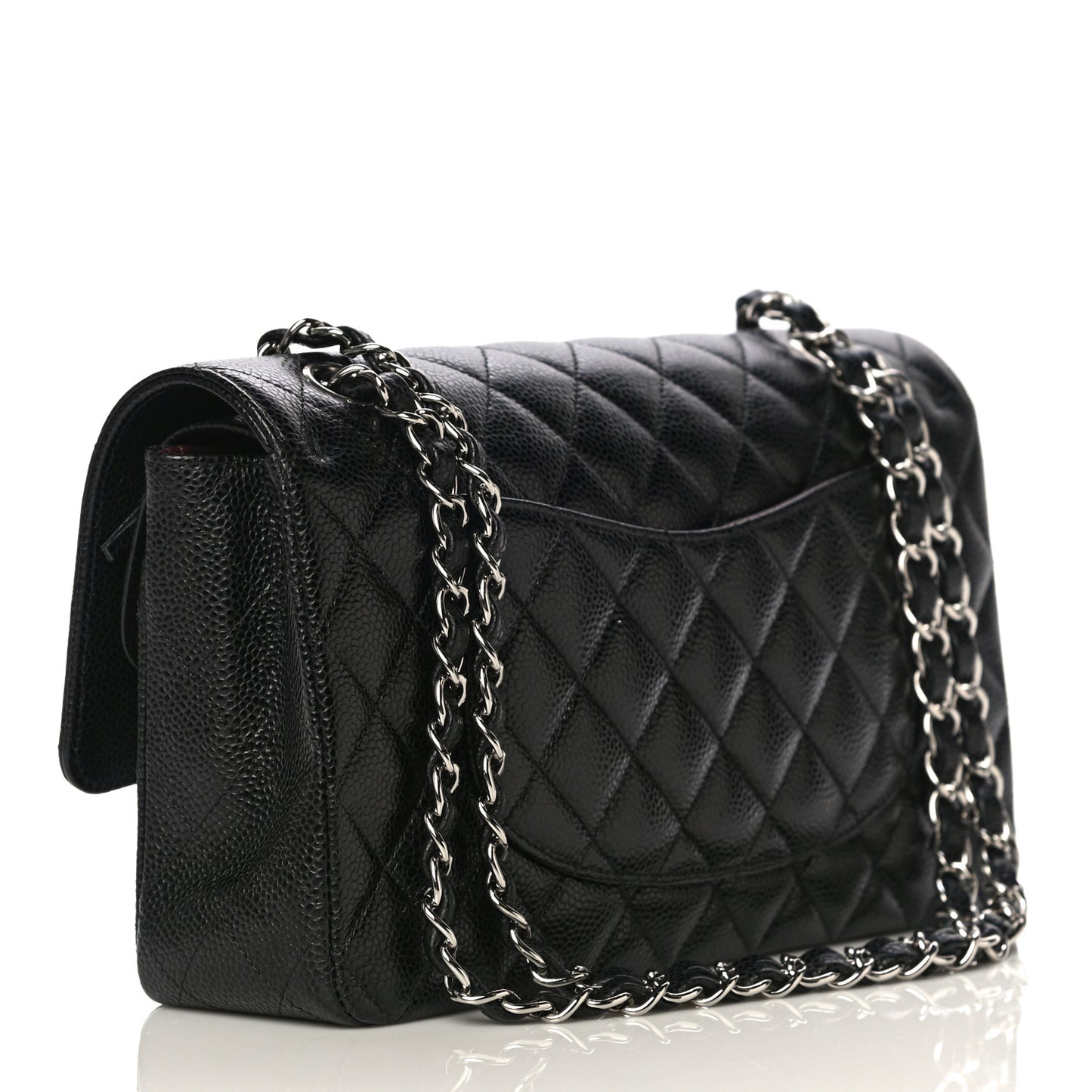 Caviar Quilted Medium Double Flap Black