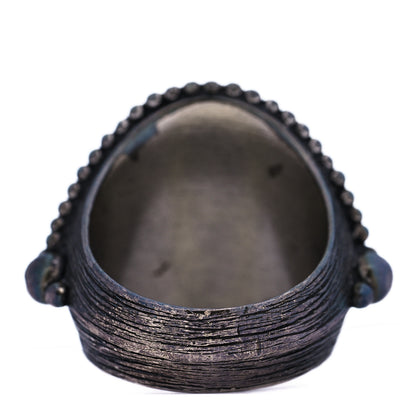 Chanel Metal Porcelain CC Ring 6.25 53 Black White 3 of 5