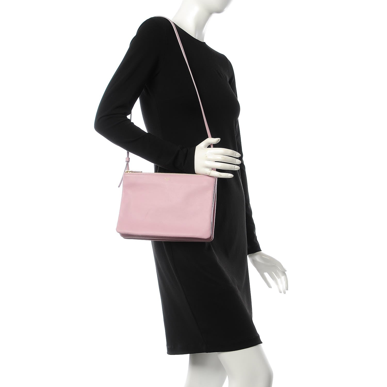 Celine Lambskin Large Trio Crossbody Bag Pink 2 of 13