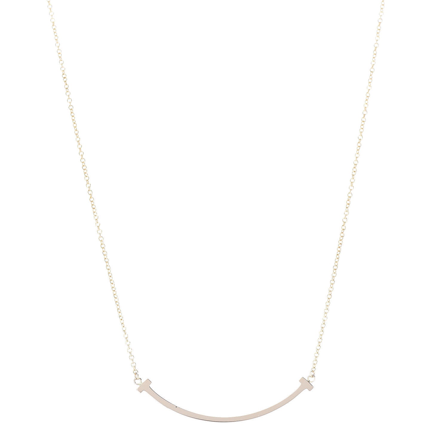 Tiffany 18K Rose Gold Small T Smile Pendant Necklace 1 of 7