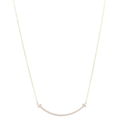 Tiffany 18K Rose Gold Small T Smile Pendant Necklace 1 of 7