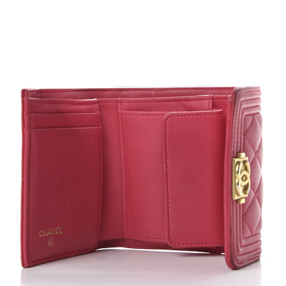 Chanel Lambskin Quilted Compact Boy Wallet Fuchsia 5 of 12