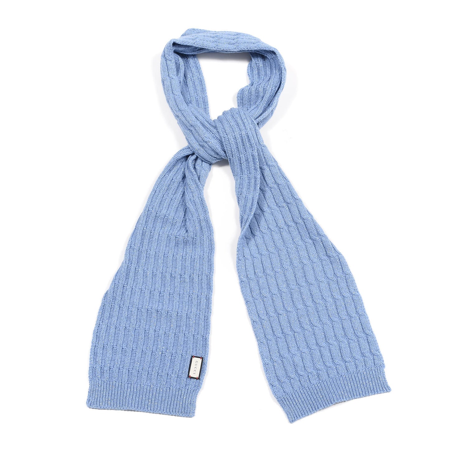 Wool Knit Shine Reg Scarf Bluette Sky Blue