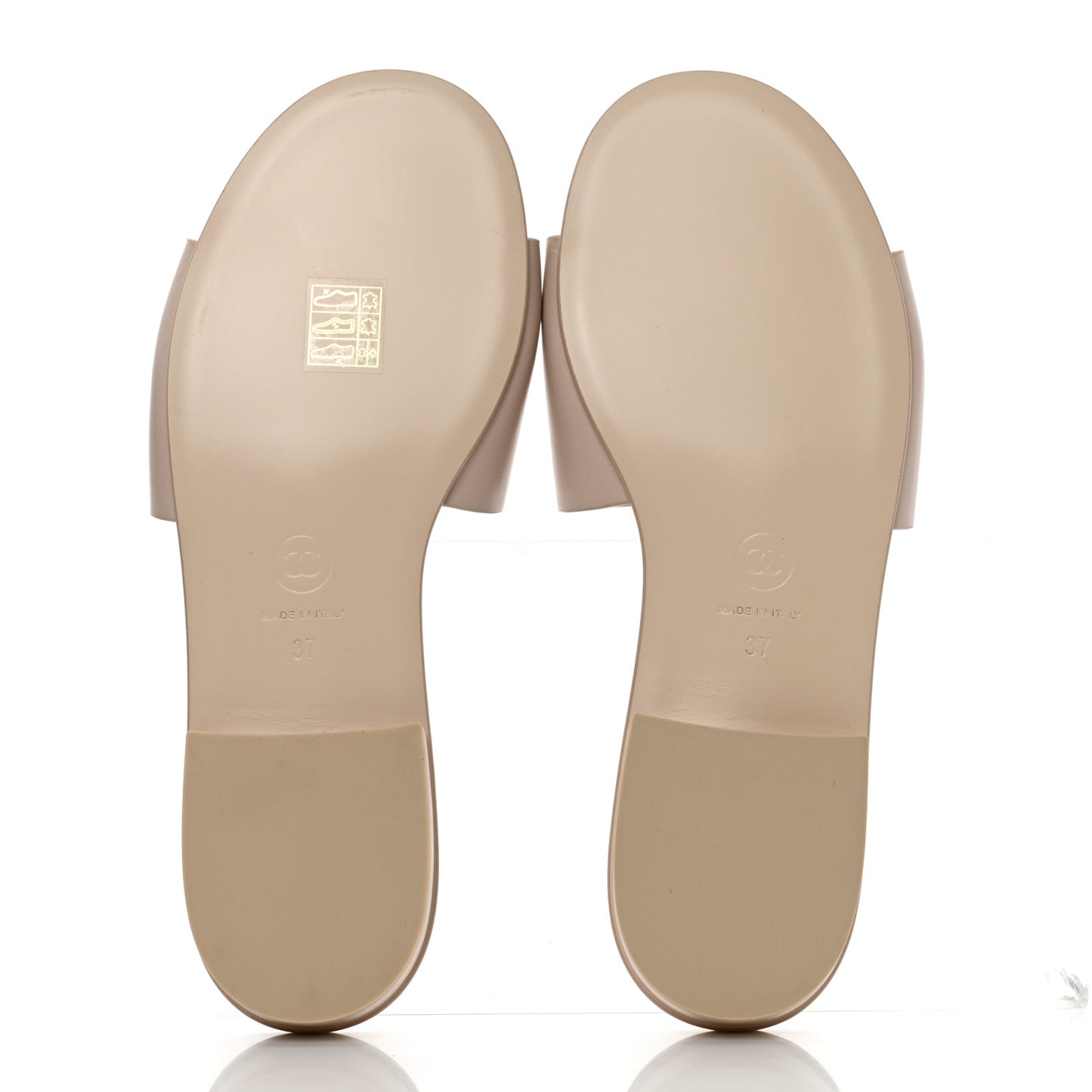 Calfskin Patent Calfskin Logo Mules 37 Beige