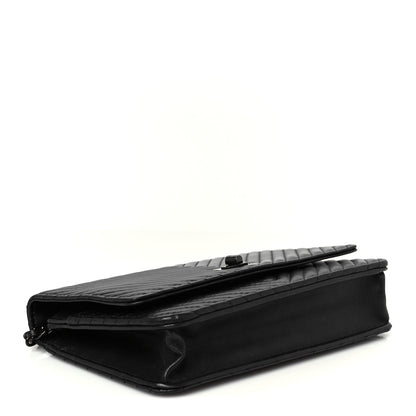 Chanel Sheepskin Chevron Reissue Wallet On Chain WOC So Black 4 of 11