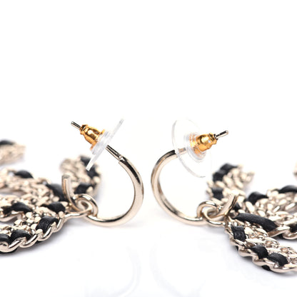 Chanel Crystal Lambskin Chain CC Vintage Allure Stud Earrings Black Gold 4 of 7
