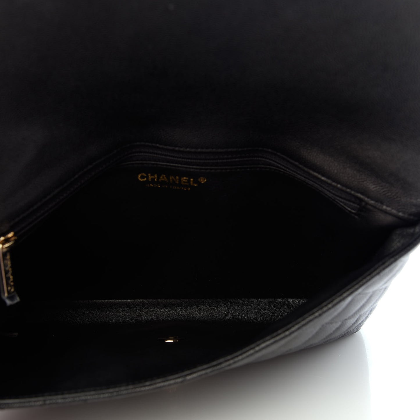 Caviar Quilted Flap Clutch Black