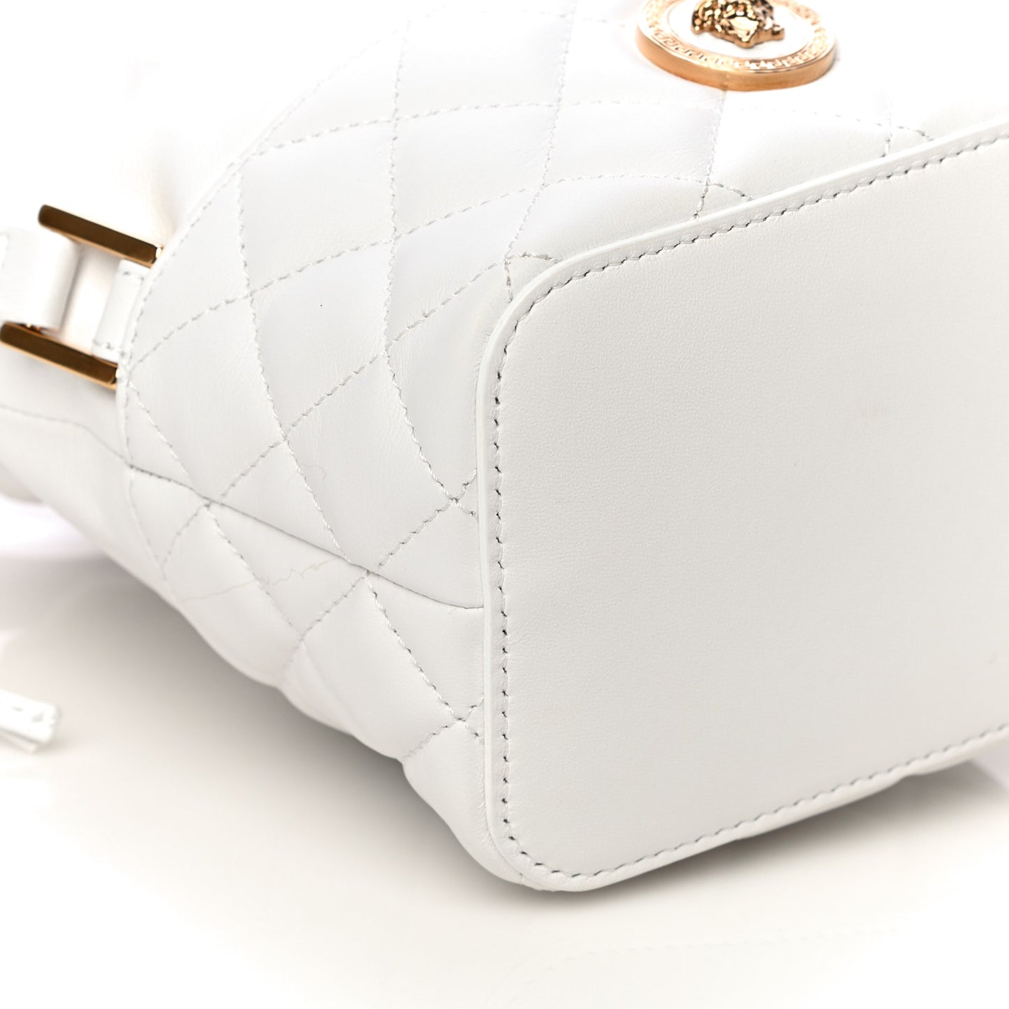 Nappa Quilted Medusa Bucket Bag White