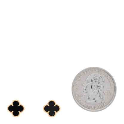 Van Cleef & Arpels 18K Yellow Gold Black Onyx Sweet Alhambra Earrings 2 of 5