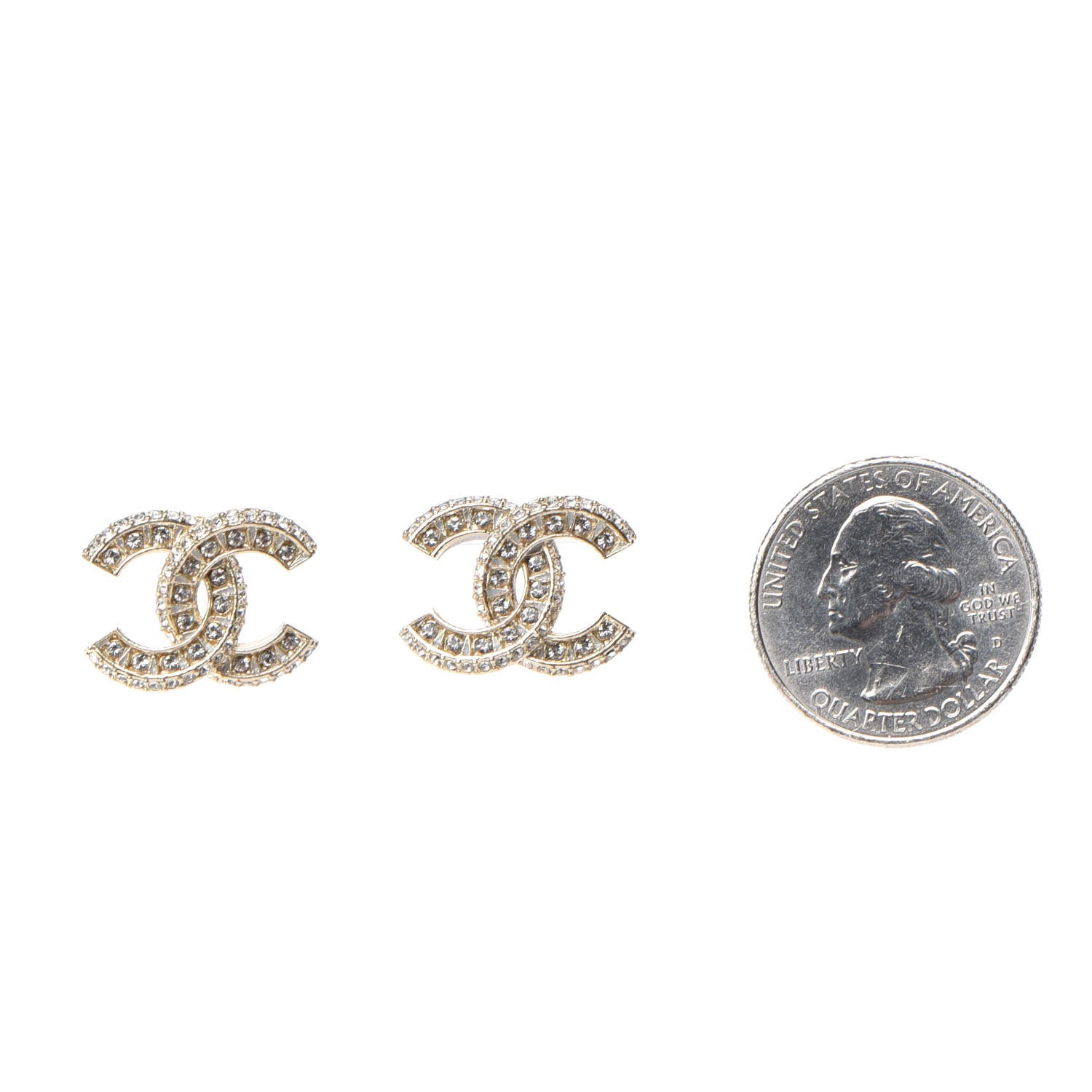 Chanel Crystal CC Earrings Gold 2 of 5