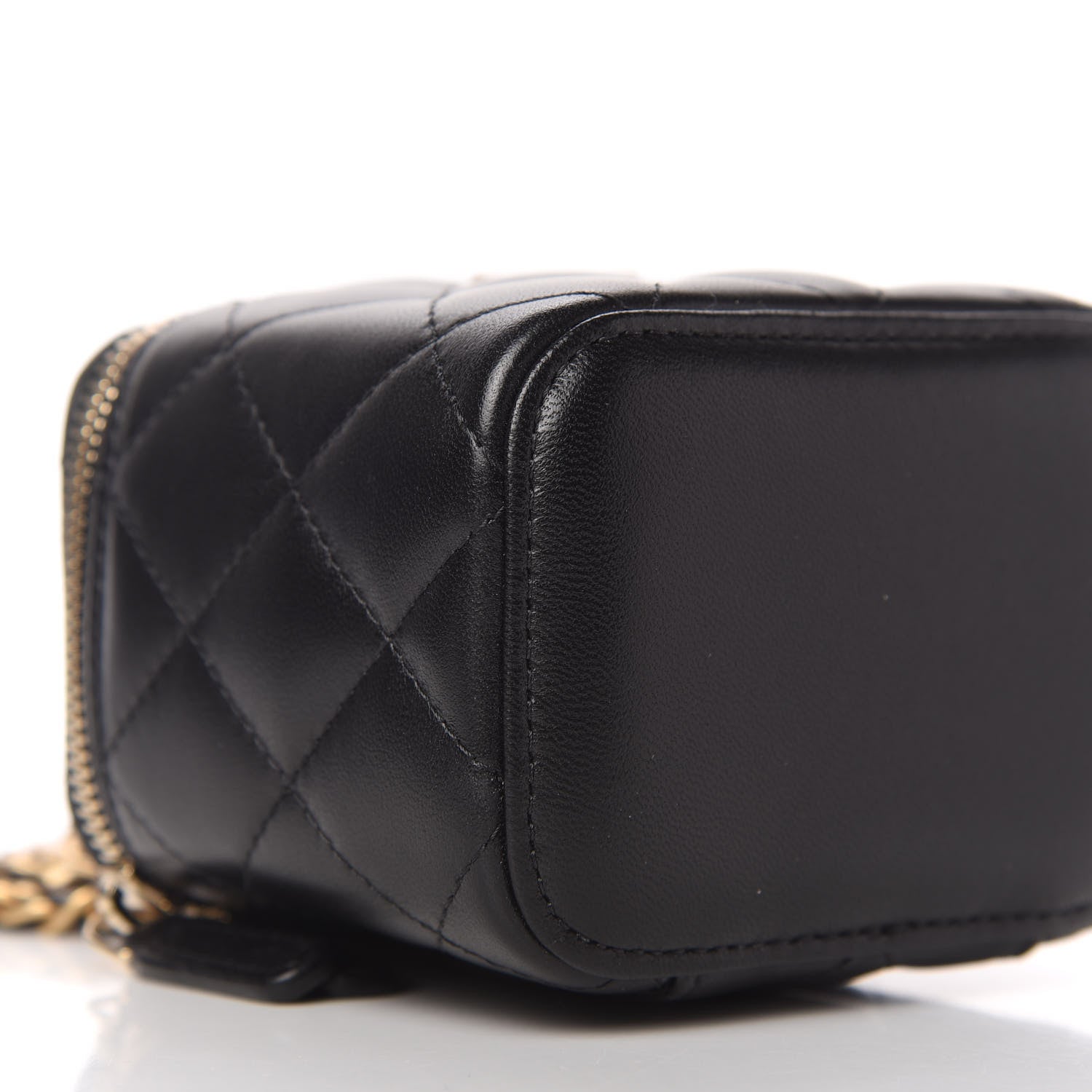 Chanel Lambskin Quilted Top Handle Mini Vanity Case With Chain Black 6 of 11