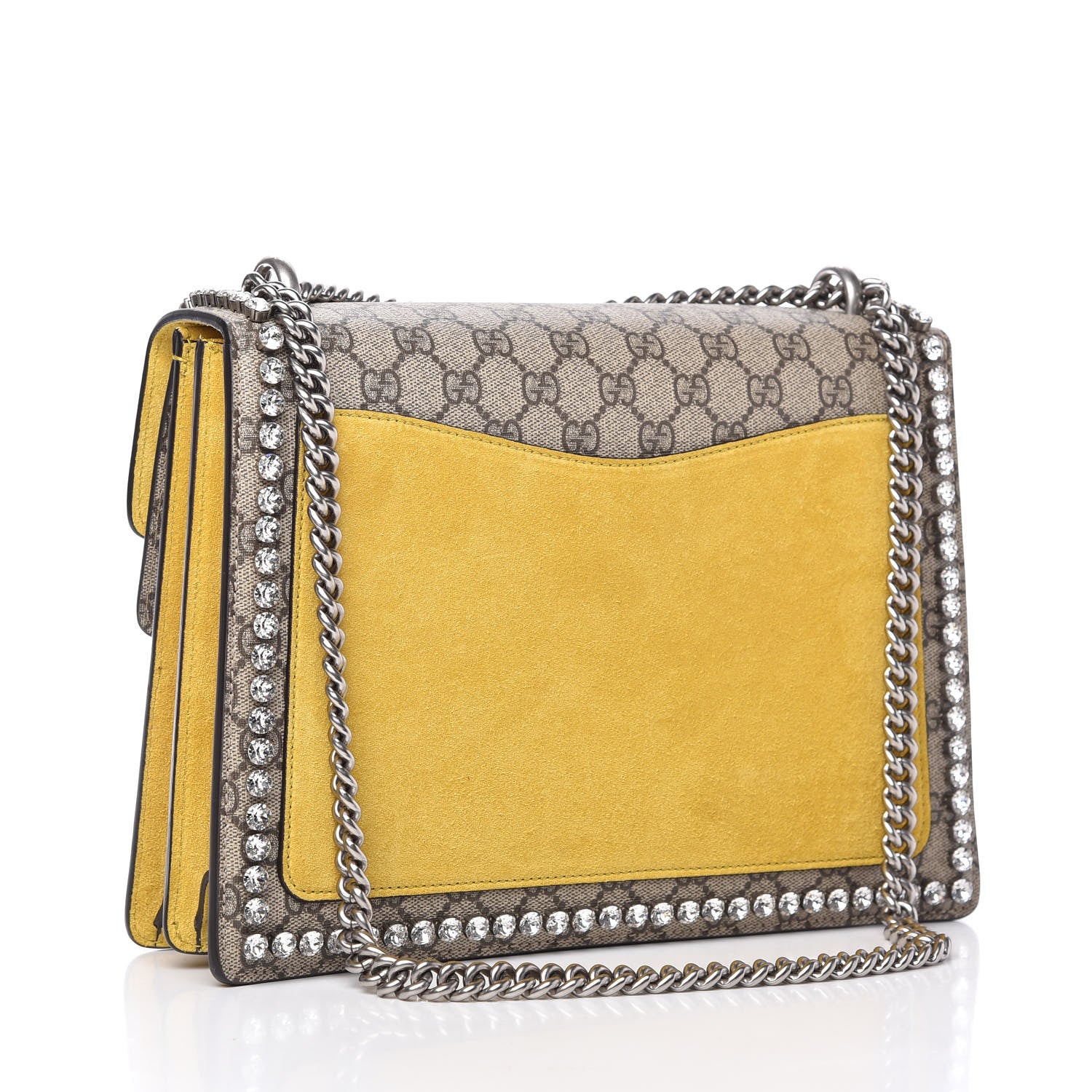 Gucci GG Supreme Monogram Crystal Bow Embroidered Medium Dionysus Shoulder Bag Yellow 3 of 10