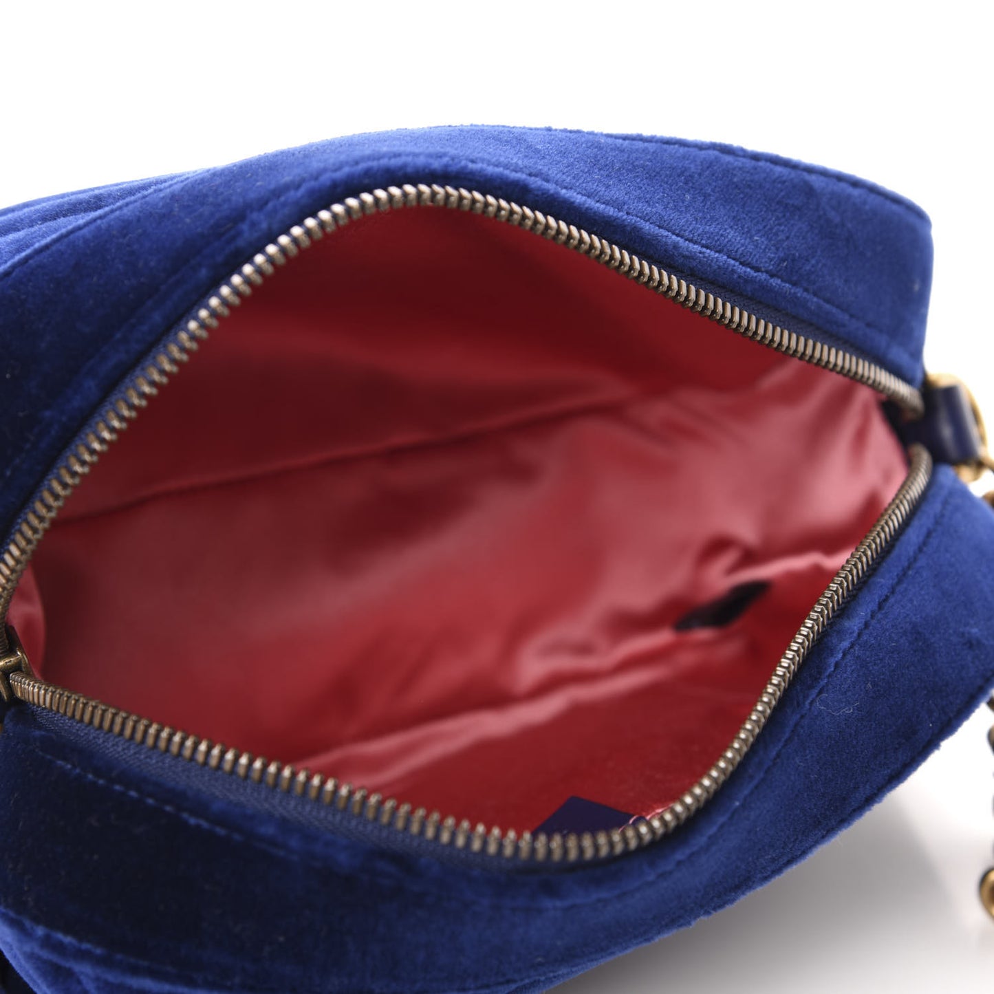 Velvet Matelasse Small GG Marmont Chain Shoulder Bag Cobalt