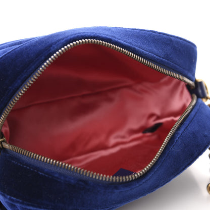 Gucci Velvet Matelasse Small GG Marmont Chain Shoulder Bag Cobalt 5 of 10