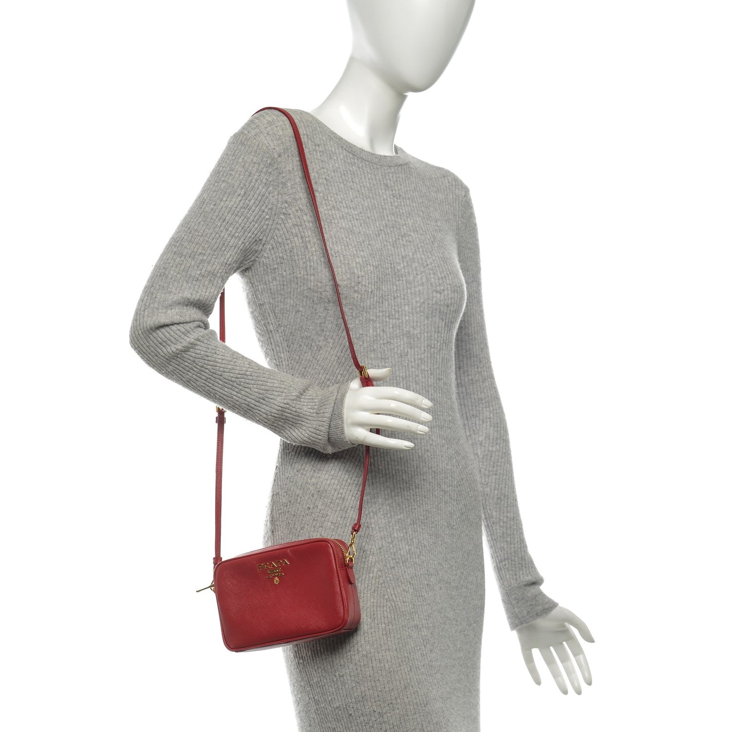 Saffiano Mini Camera Crossbody Bag Fuoco