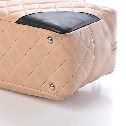 Chanel Calfskin Quilted Large Cambon Bowler Beige Black 8 of 9