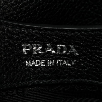 Prada Vitello Daino Soft Mini Zippered Top Handle Bag Black 5 of 10