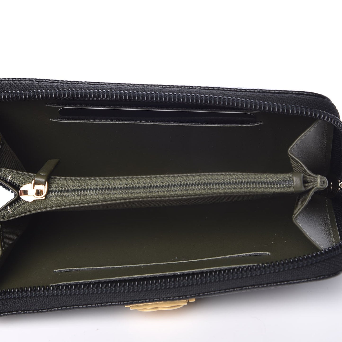 Caviar Quilted Small Boy Zip Around Wallet Black