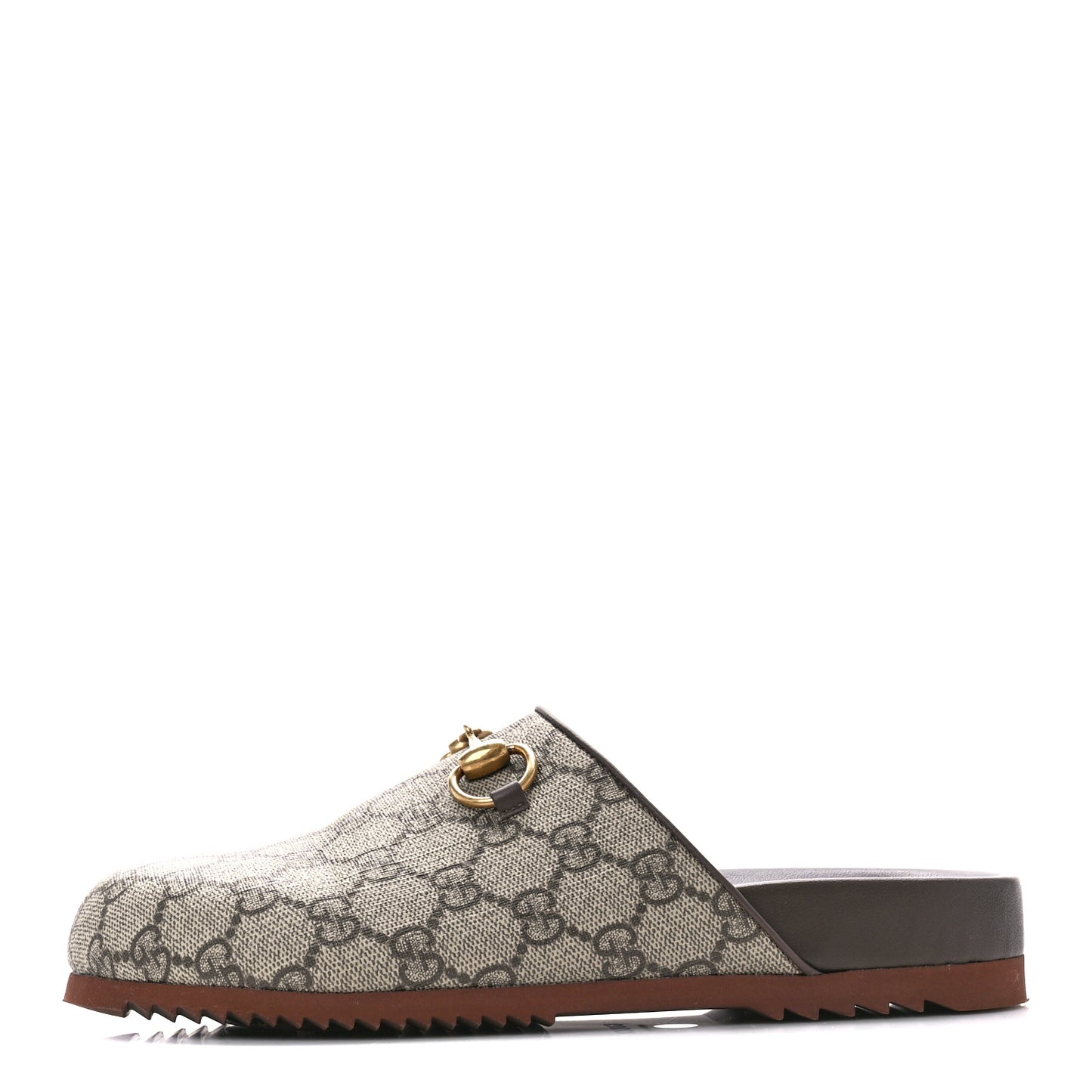 GG Supreme Monogram Miro Soft Calfskin Womens Horsebit Slippers 37.5 Beige Ebony New Acero
