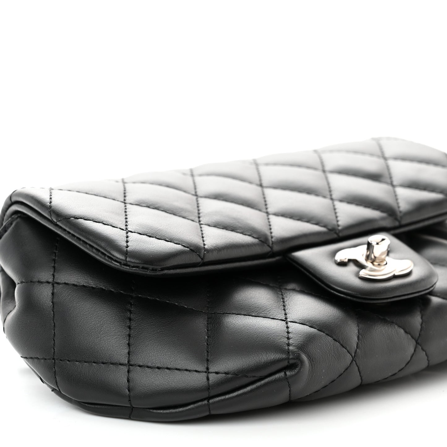Calfskin Quilted CC Uniform Flap Belt Bag Black
