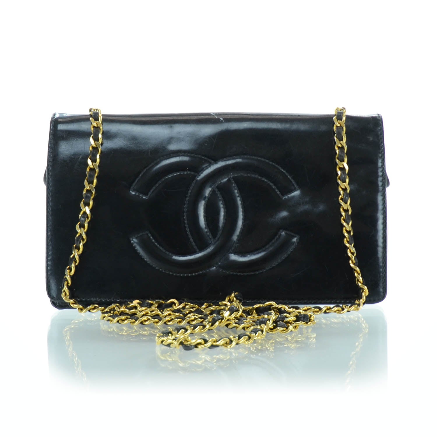 Chanel Patent Wallet on Chain Black 1 of 9