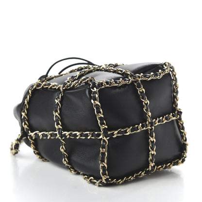 Chanel Lambskin Bucket Chain Drawstring Bag Black 4 of 11