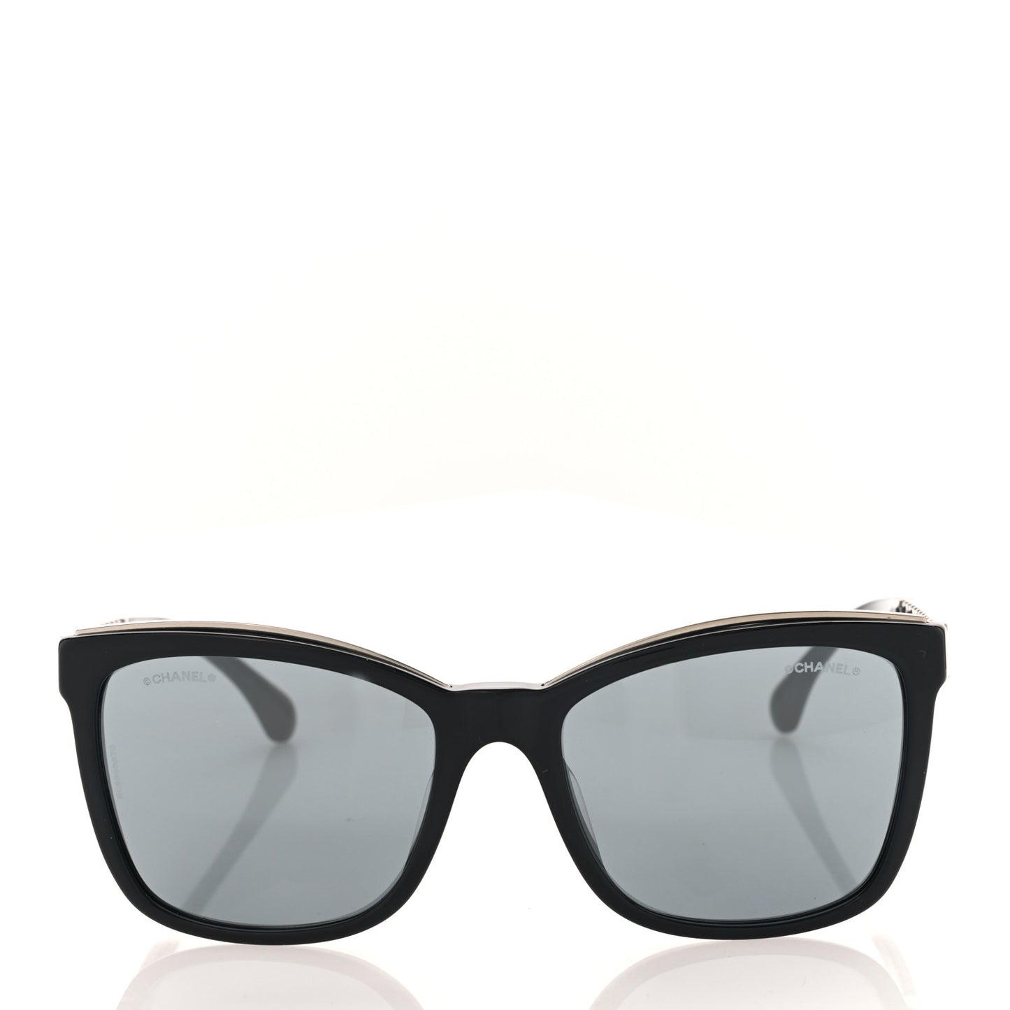 Calfskin Square Chain Sunglasses 5360-Q-A Black