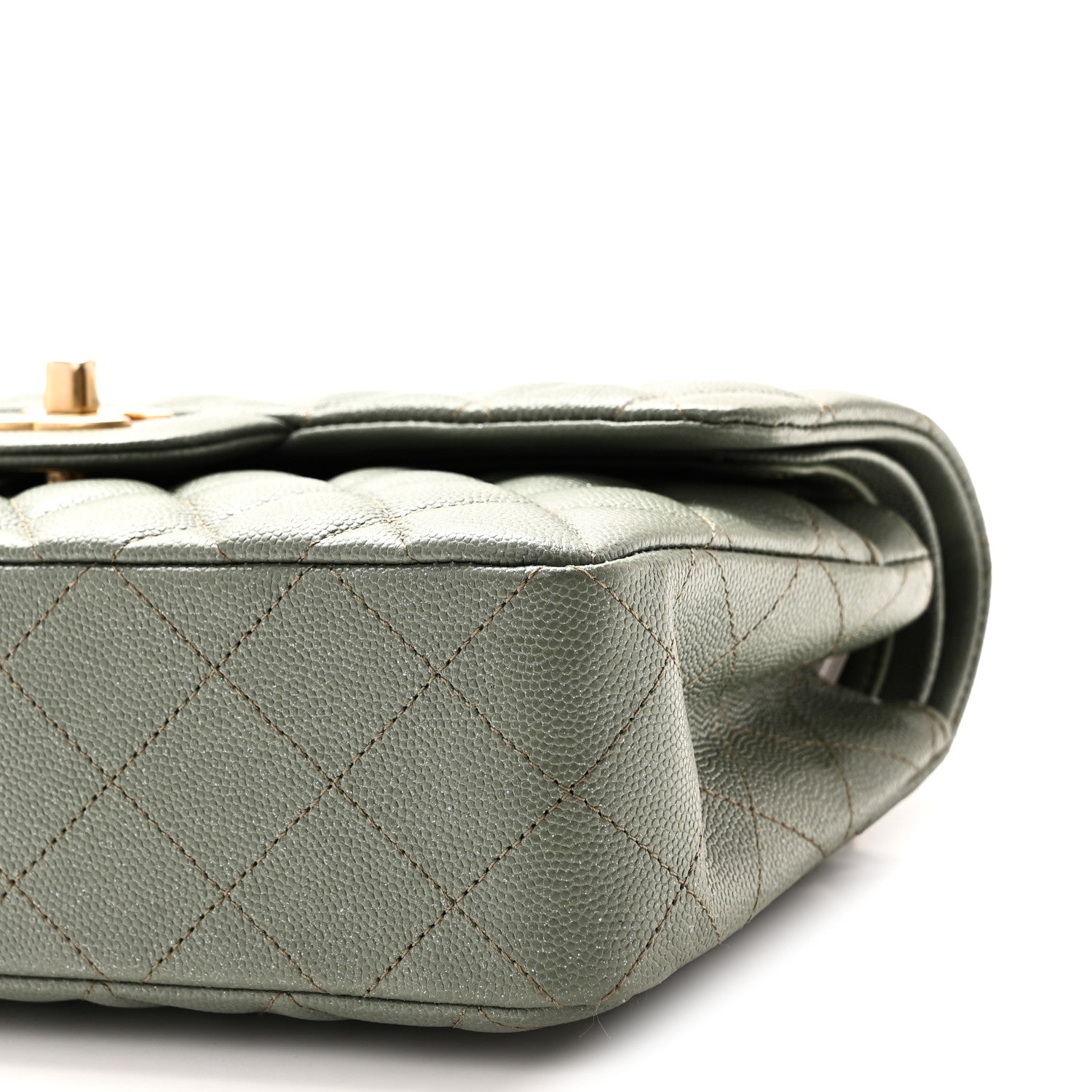 Chanel Iridescent Caviar Quilted Small Double Flap Green 10 of 10