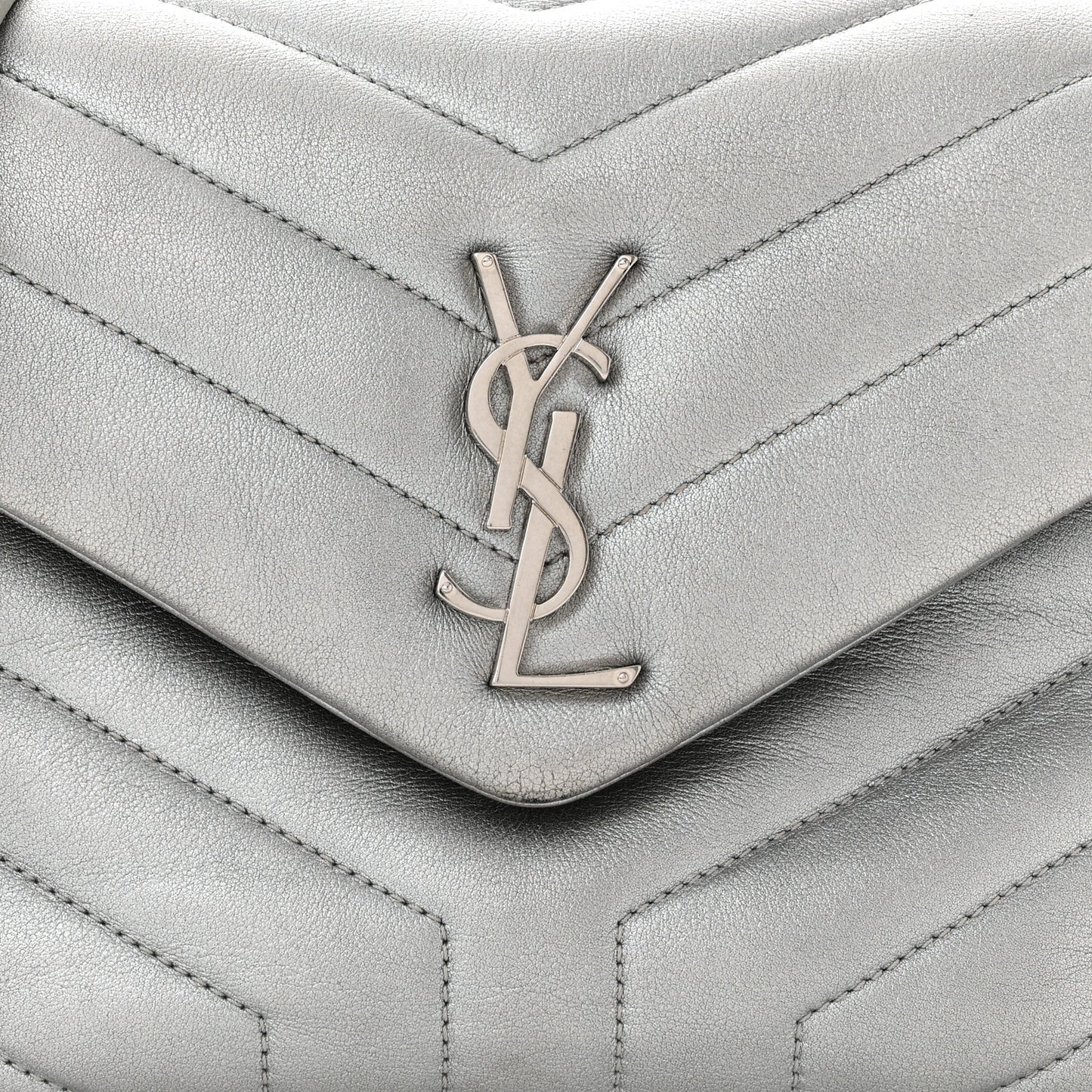 Metallic Calfskin Y Quilted Monogram Small Loulou Chain Satchel