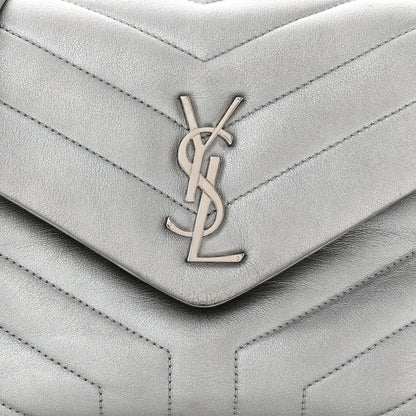 Saint Laurent Metallic Calfskin Y Quilted Monogram Small Loulou Chain Satchel 8 of 11