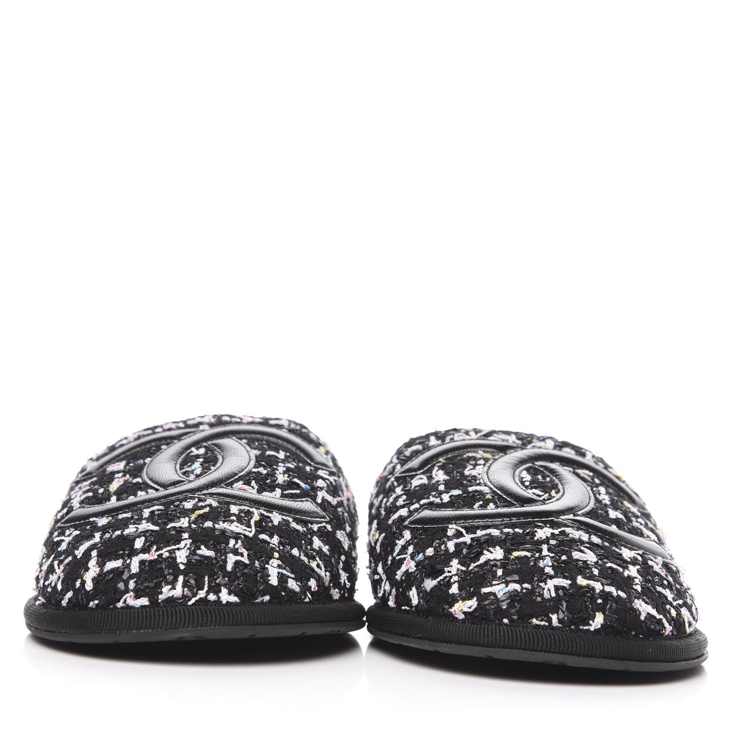 Chanel Tweed CC Flat Mules XS Black 2 of 6