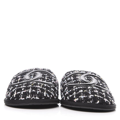 Chanel Tweed CC Flat Mules XS Black 2 of 6