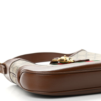 Gucci GG Supreme Monogram Azalea Calfskin Web Small Jackie 1961 Hobo Beige Ebony Brown Sugar 8 of 9