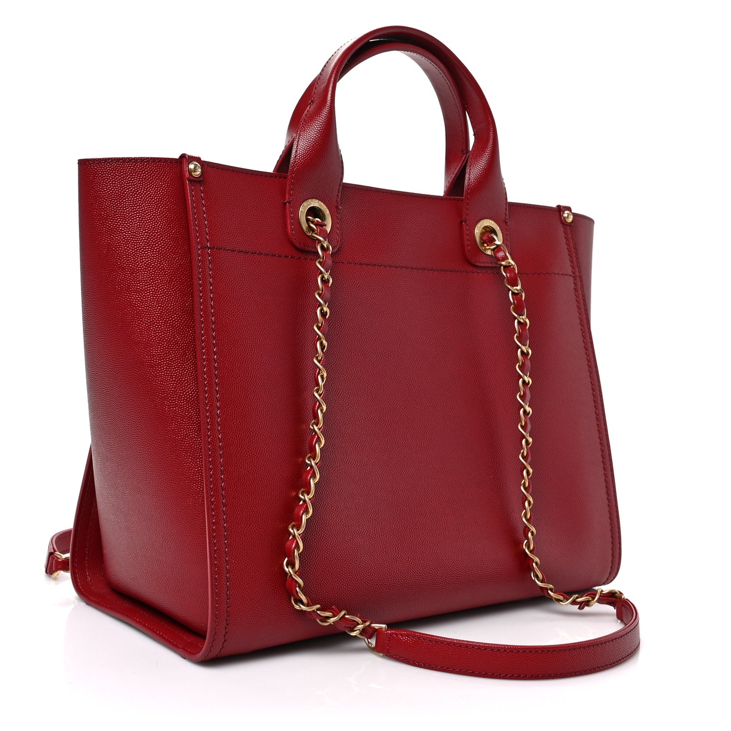 Caviar Small Studded Deauville Tote Red