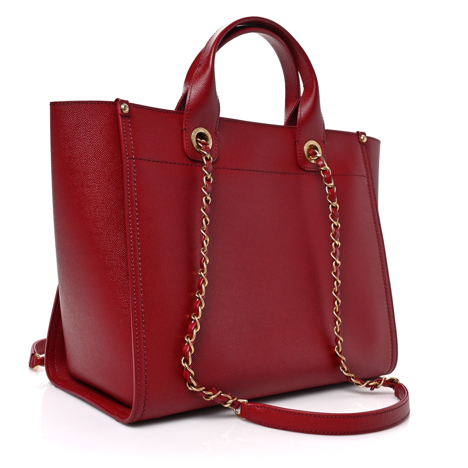 Chanel Caviar Small Studded Deauville Tote Red 2 of 7