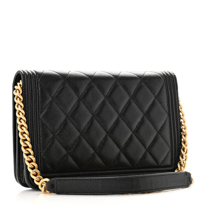 Chanel Caviar Quilted Boy Wallet On Chain WOC Black 3 of 15