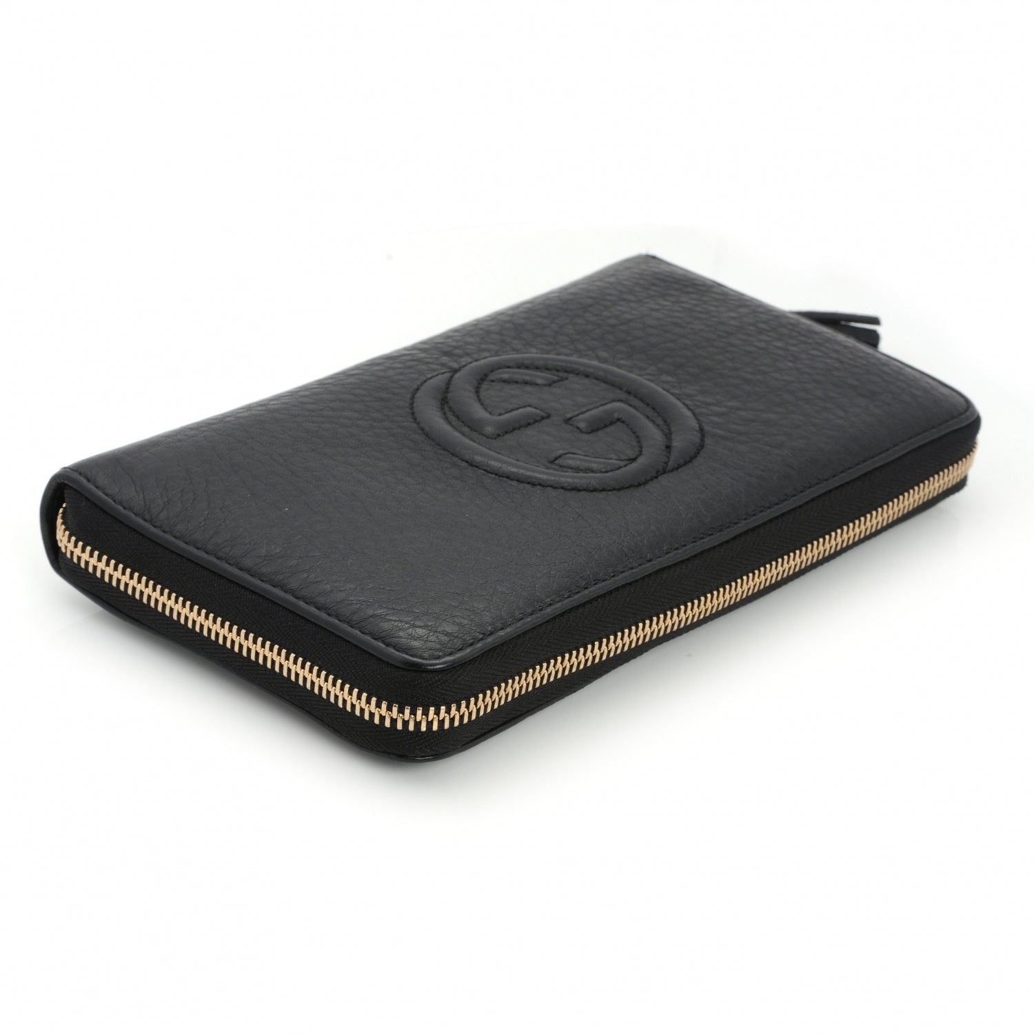 Gucci Pebbled Calfskin Soho Zip Around Wallet Black 3 of 6