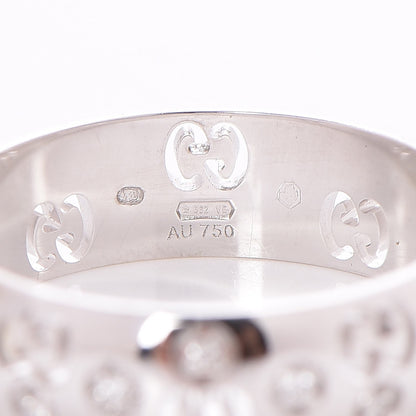 Gucci 18K White Gold Diamond 6mm Icon Band Ring 60 9 6 of 7