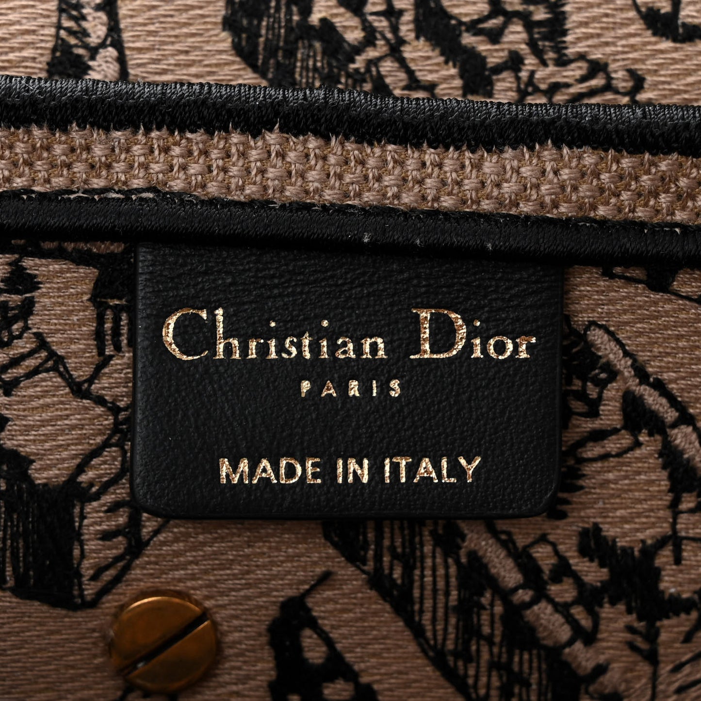 Canvas Embroidered Plan De Paris Printed Saddle Bag Beige Black