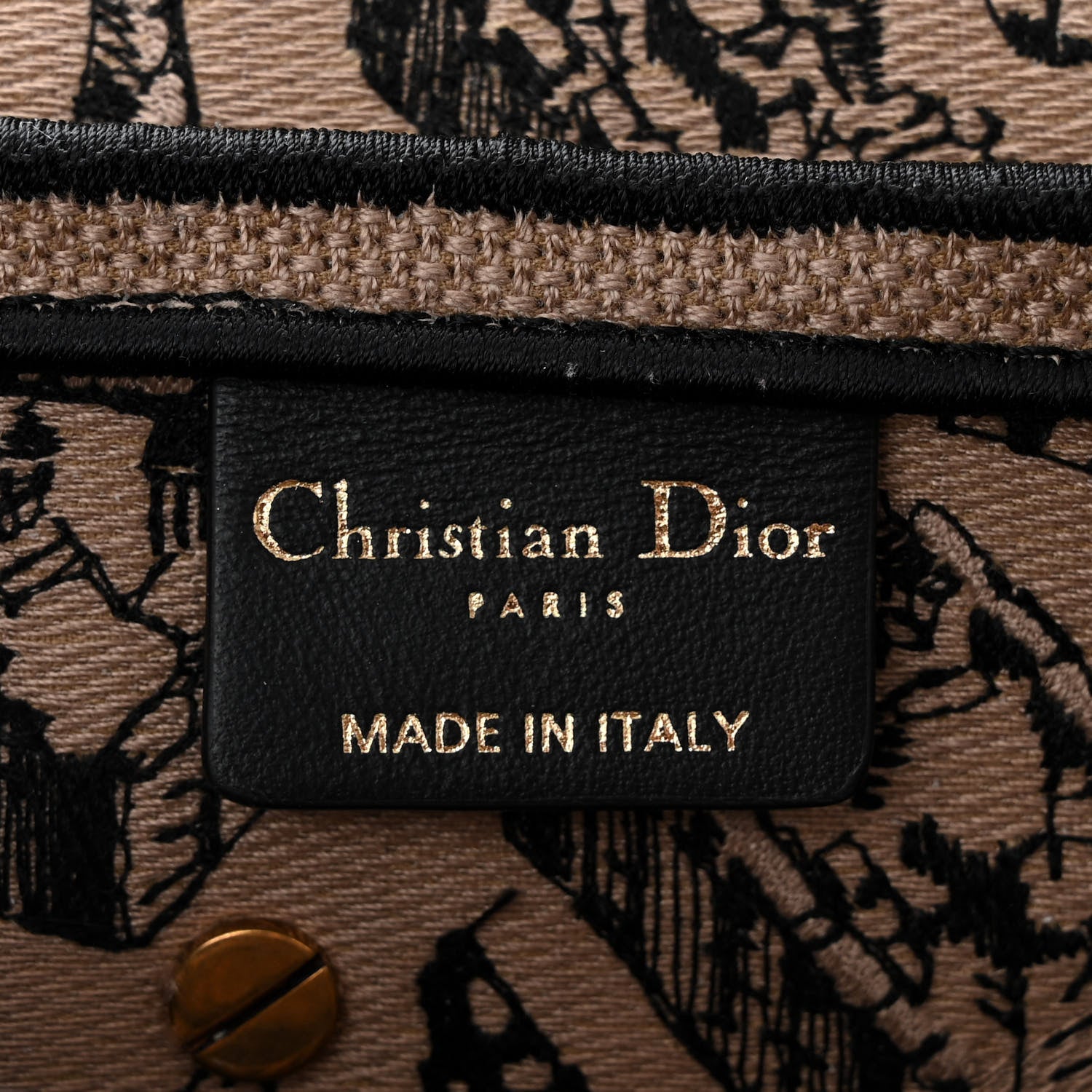 Christian Dior Canvas Embroidered Plan De Paris Printed Saddle Bag Beige Black 6 of 11