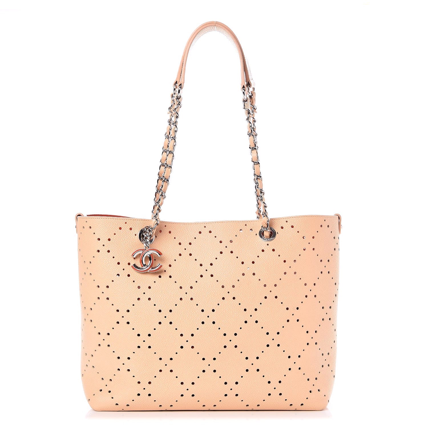 Chanel Perforated Grained Calfskin Small Shopping Tote Light Coral 1 of 13