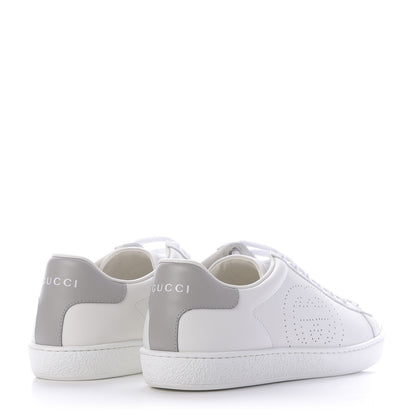 Gucci Calfskin Interlocking G Perforated Womens Ace Sneakers 37 White Grey Sky 4 of 11
